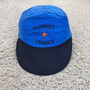 Vuarnet France Hat Blue Black 5 Panel One Size‎ Camper Running Star Logo Vtg Cap